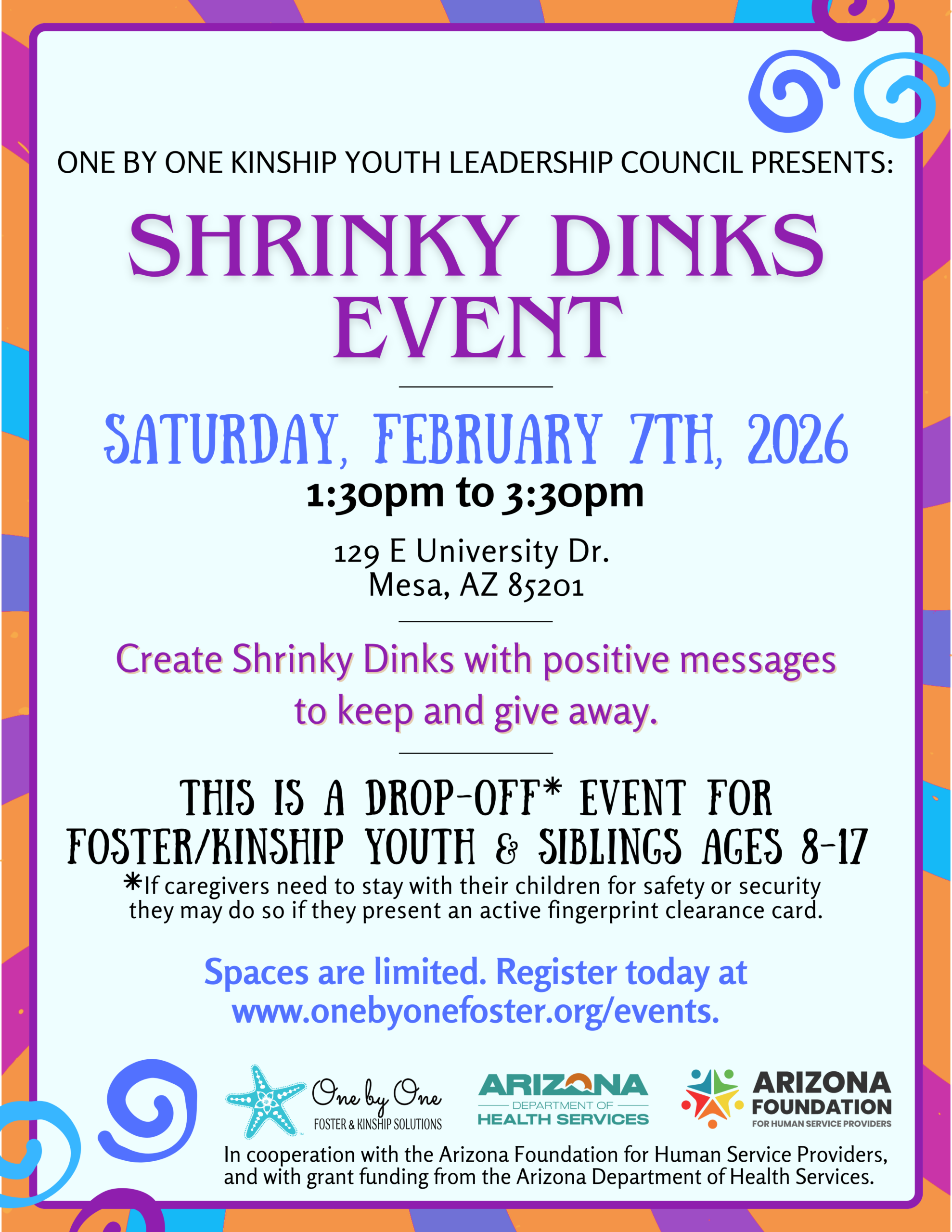 Flyer about event. Details are in description. Flyer shows bright colors and logos of organizations involved.